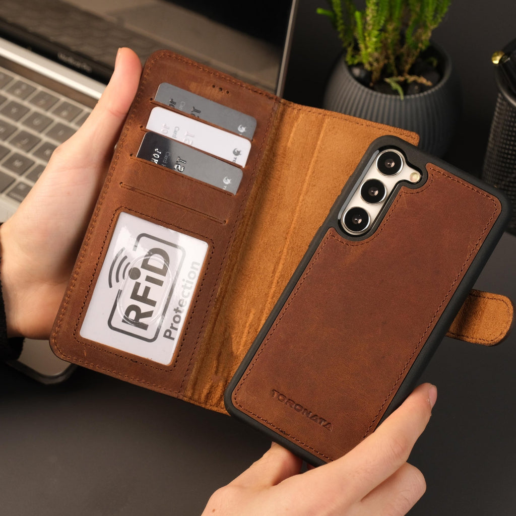 Full-Grain Leather Wallet Case – Samsung Galaxy S25 Plus