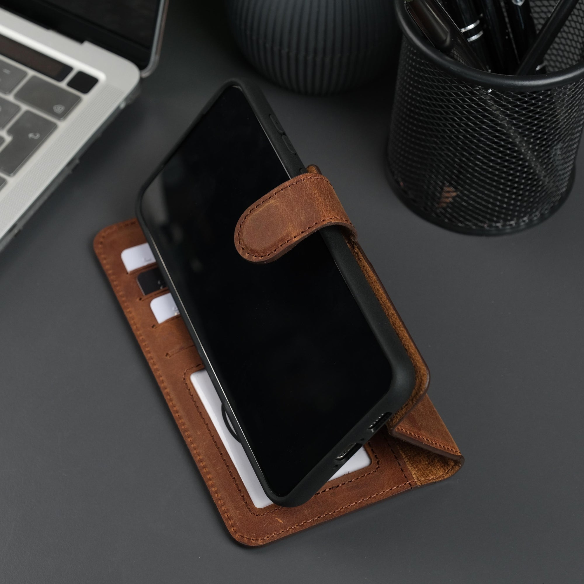 Full-Grain Leather Wallet Case – Samsung Galaxy S25 Plus