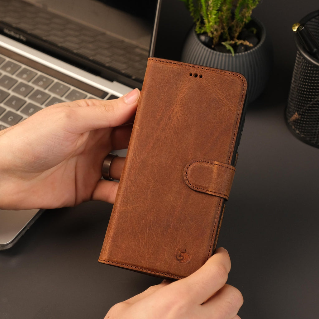 Full-Grain Leather Wallet Case – Samsung Galaxy S25 Plus