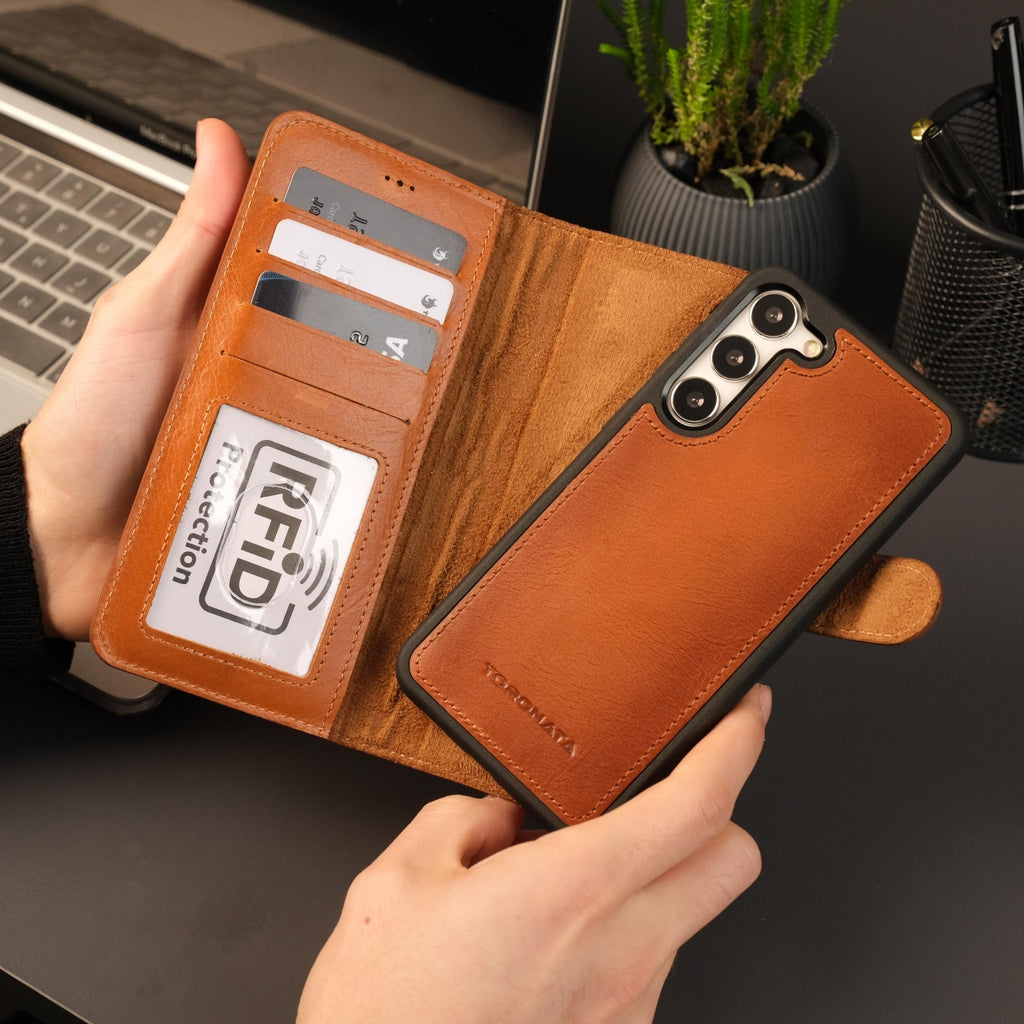 Full-Grain Leather Wallet Case – Samsung Galaxy S25 Plus