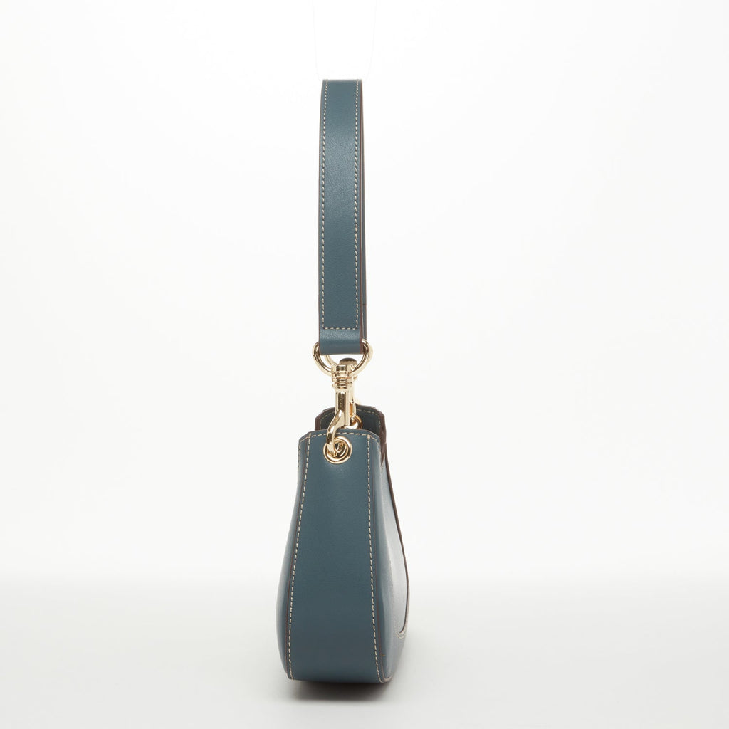 Emily Leather Baguette Bag East West Handbag Blue
