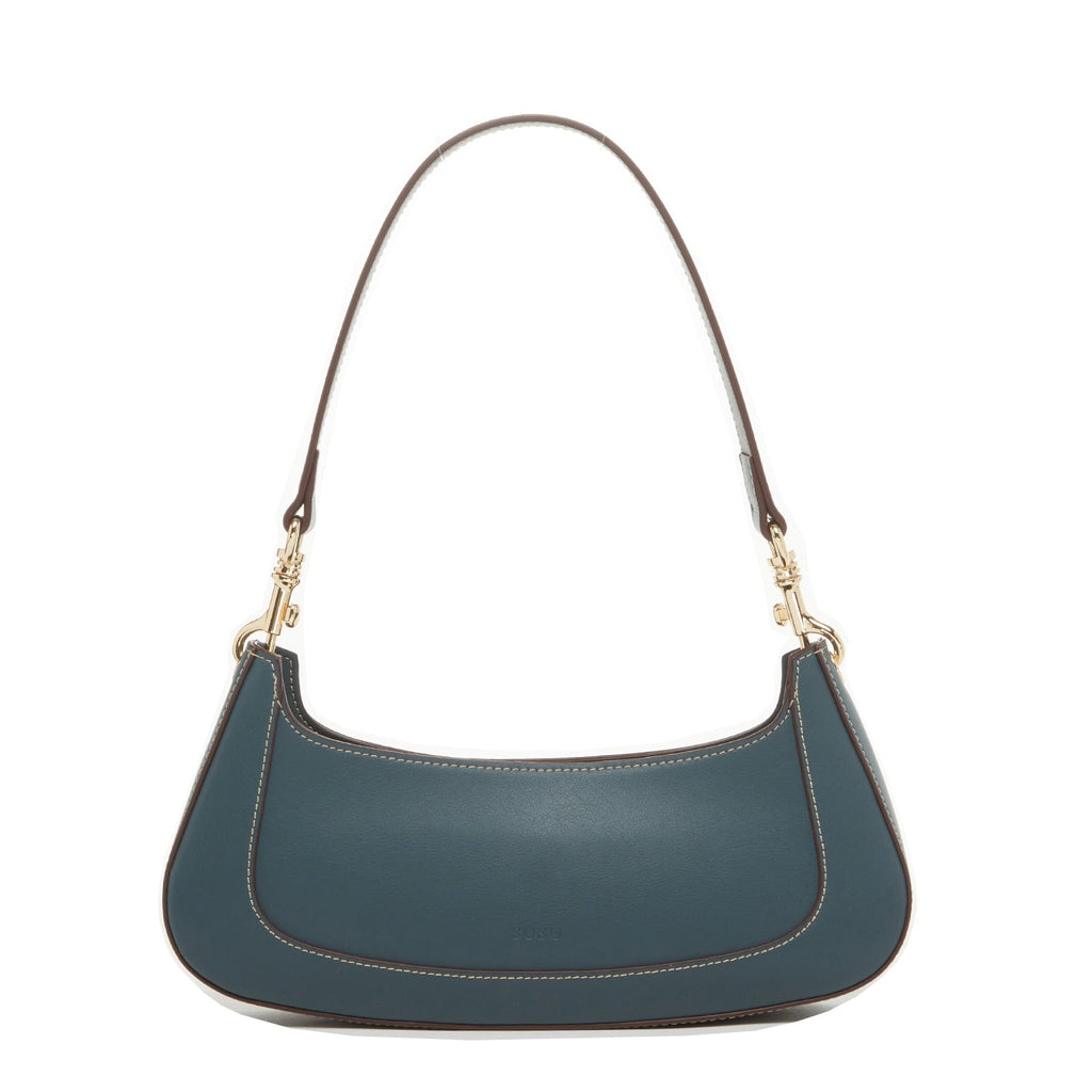 Emily Leather Baguette Bag East West Handbag Blue