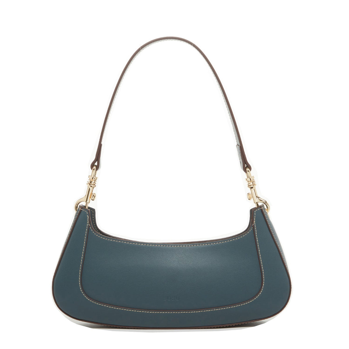 Emily Leather Baguette Bag East West Handbag Blue