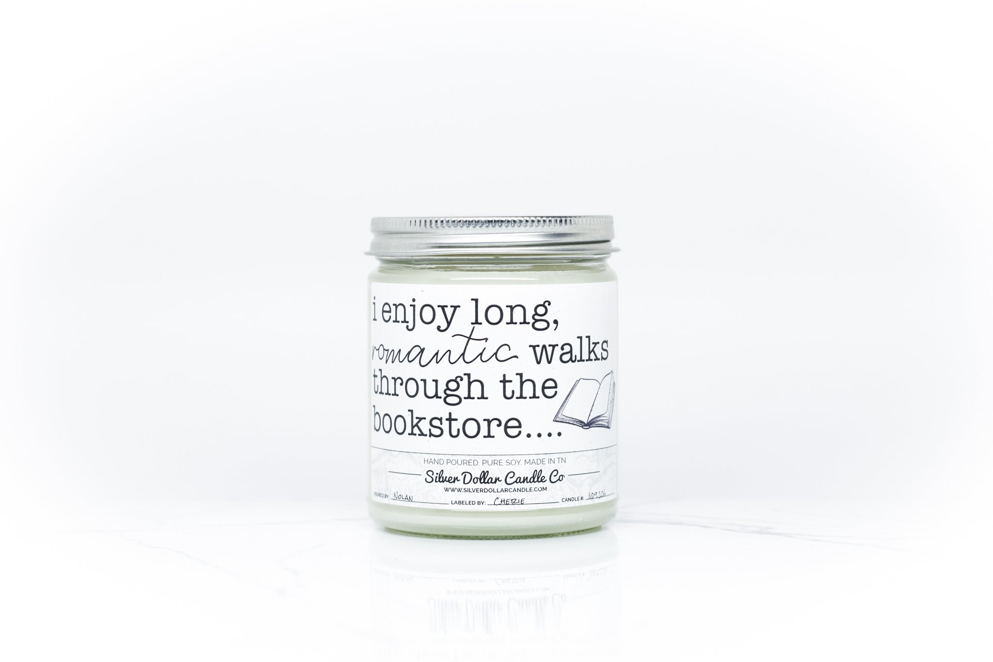 'I Enjoy Long Walks Through The Bookstore' Book Candle - 9/16oz 100%