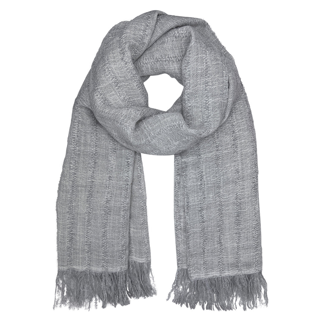 Gray Loop Knit Baby Alpaca Wrap Scarf | 100% Baby Alpaca | Handmade in Peru | One of a Kind