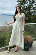 Maxi Wrap Dress in Blue Florals | 100% Bemberg™ Crepe | Vintage Bouquet Blue | Wrap Tie | Pockets | XS–3XL | Reistor