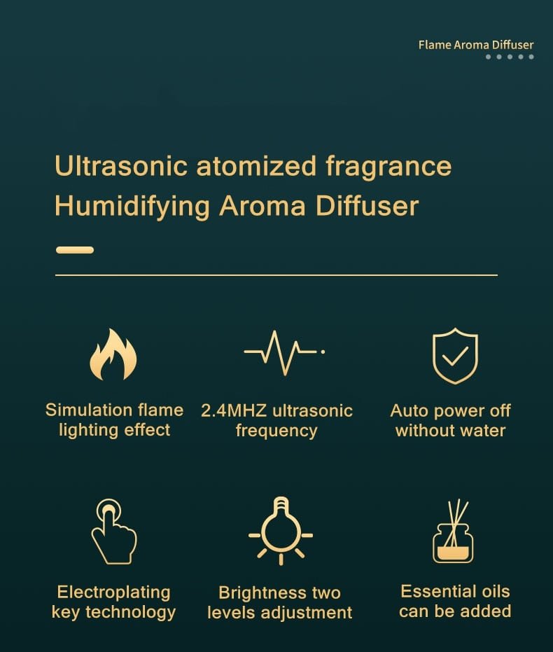 Ultrasonic Flame Effect Essential Oil Diffuser | USB Portable Aromatherapy | Stress Relief