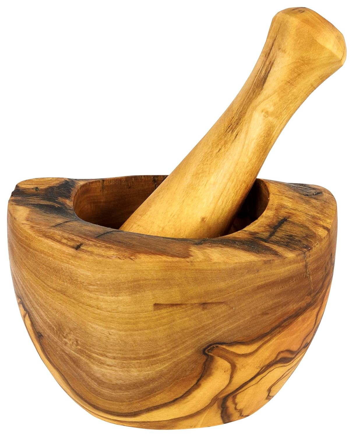 Rustic Mediterranean Olive Wood Mortar & Pestle | Hand-Carved in Tunisia | Choixe