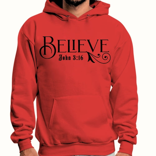 Mens Graphic Hoodie Believe John 3:16 Black Illustration