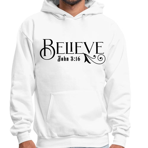 Mens Graphic Hoodie Believe John 3:16 Black Illustration