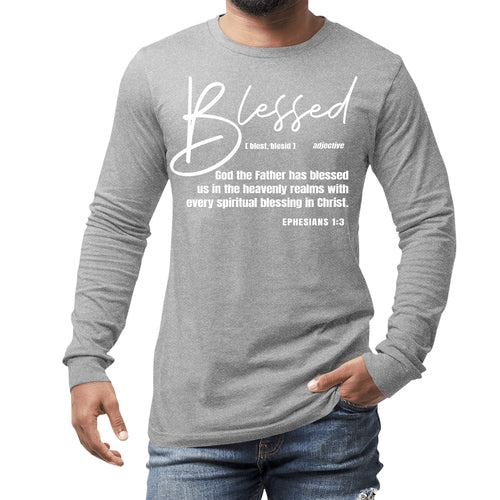 Mens Long Sleeve Graphic T-shirt - Blessed in Christ