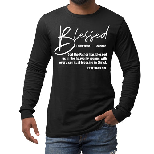 Mens Long Sleeve Graphic T-shirt - Blessed in Christ