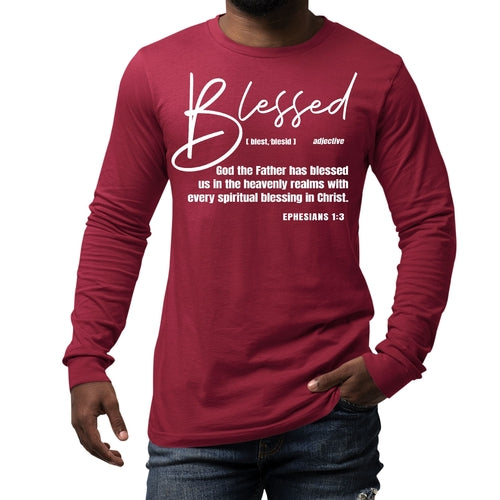 Mens Long Sleeve Graphic T-shirt - Blessed in Christ