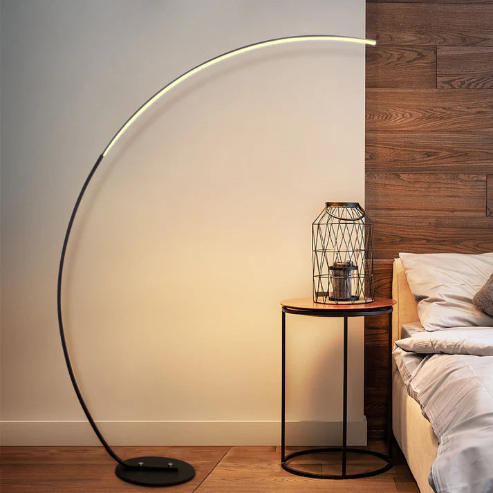 Modern Curved Floor Lamp with RGBW Ambient Lighting for Stylish Home