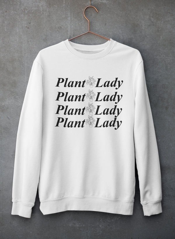 Plant Lady Sweatshirt | Cotton Fleece | Digitally Printed | Made in USA | Gift for Plant Lovers | S–XXXL | White & Athletic Heather