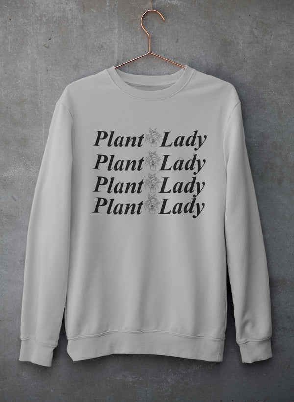 Plant Lady Sweatshirt | Cotton Fleece | Digitally Printed | Made in USA | Gift for Plant Lovers | S–XXXL | White & Athletic Heather