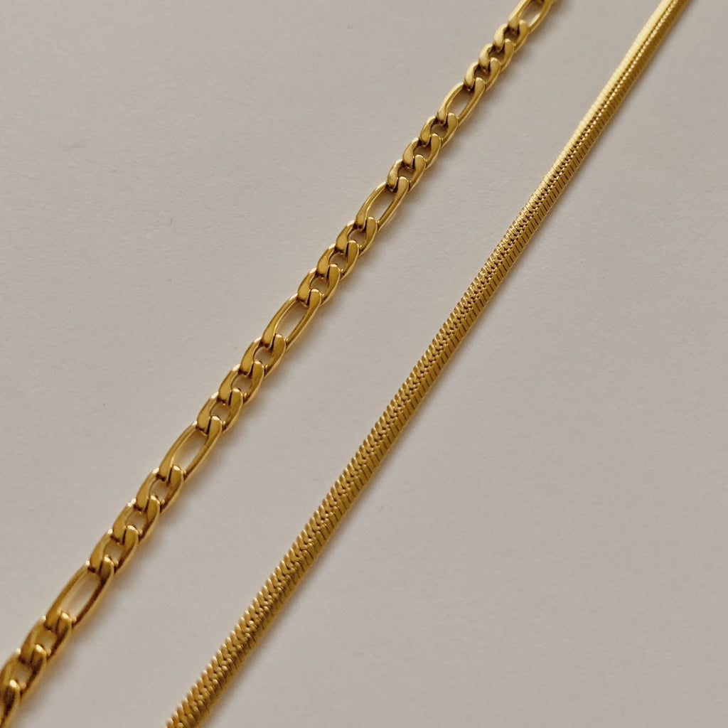 Nadia Gold Figaro Chain Necklace – 18K PVD Gold Plated