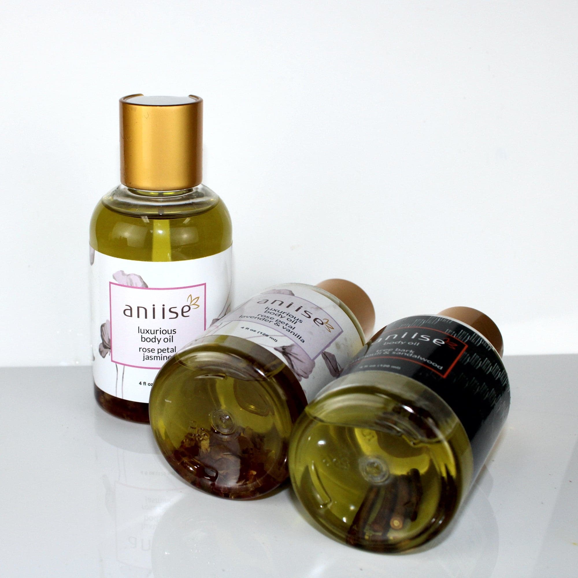 Botanical Rose Petal Body Oil | Paraben-Free | Grapeseed, Argan, Macadamia & Hemp Seed Oil | Real Rose Buds | 5 Scents | 4 fl oz | Aniise