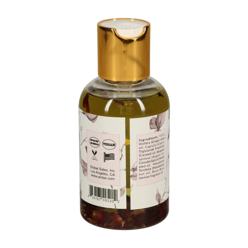 Botanical Rose Petal Body Oil | Paraben-Free | Grapeseed, Argan, Macadamia & Hemp Seed Oil | Real Rose Buds | 5 Scents | 4 fl oz | Aniise
