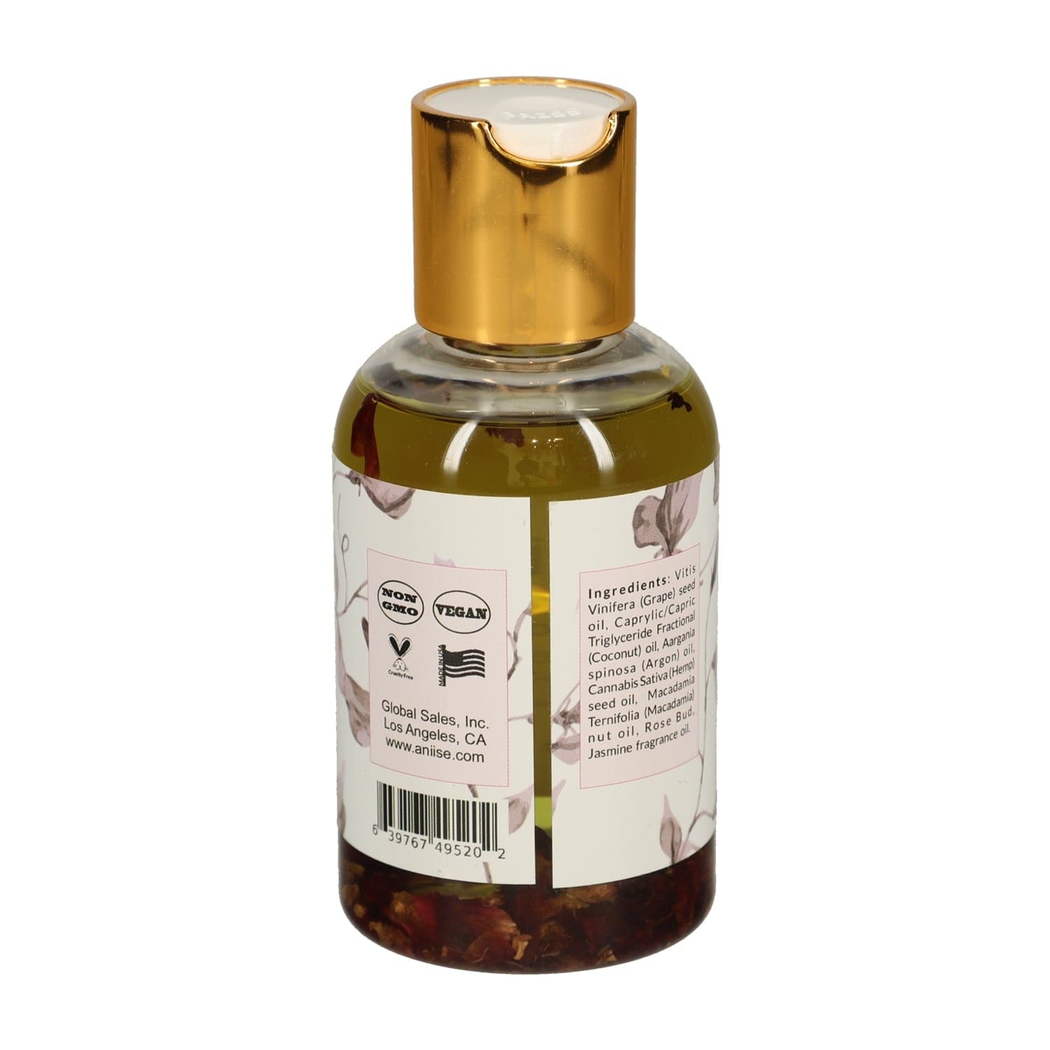 Botanical Rose Petal Body Oil | Paraben-Free | Grapeseed, Argan, Macadamia & Hemp Seed Oil | Real Rose Buds | 5 Scents | 4 fl oz | Aniise