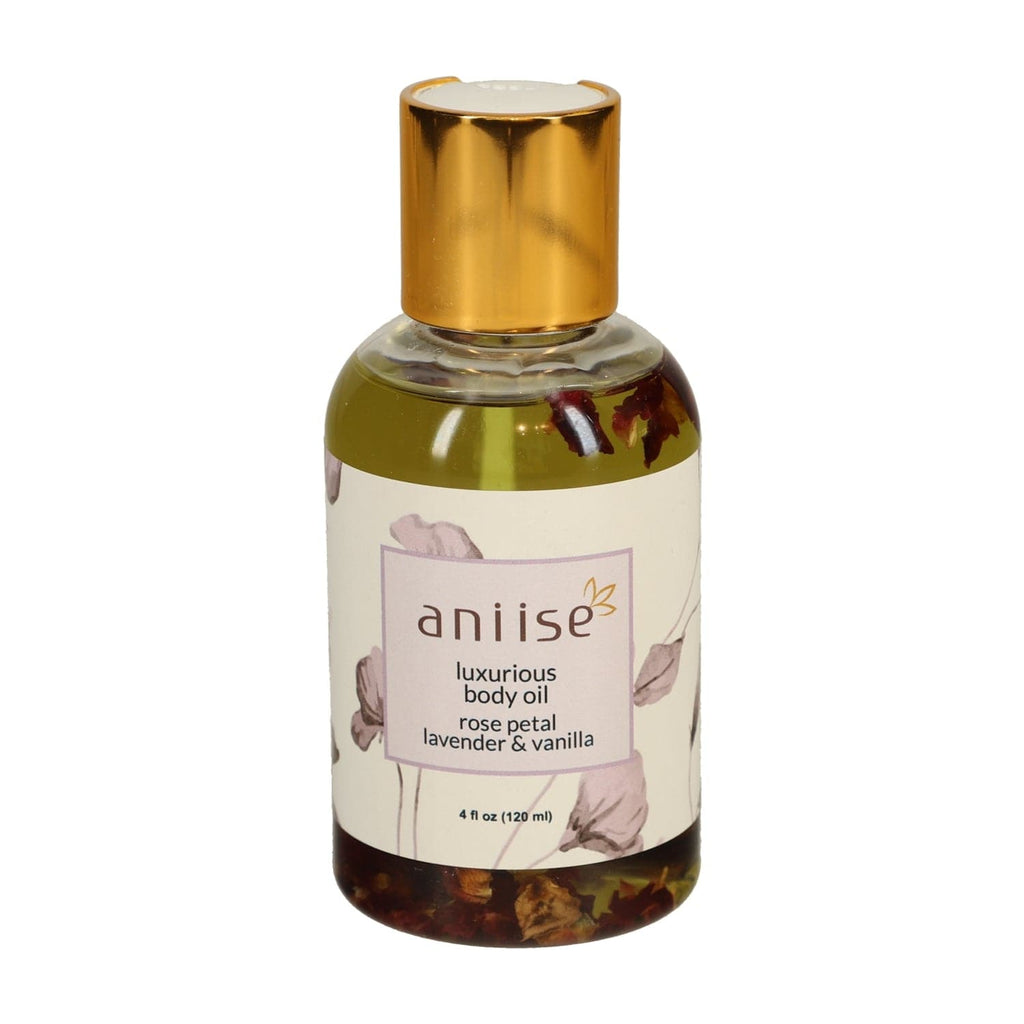 Botanical Rose Petal Body Oil | Paraben-Free | Grapeseed, Argan, Macadamia & Hemp Seed Oil | Real Rose Buds | 5 Scents | 4 fl oz | Aniise