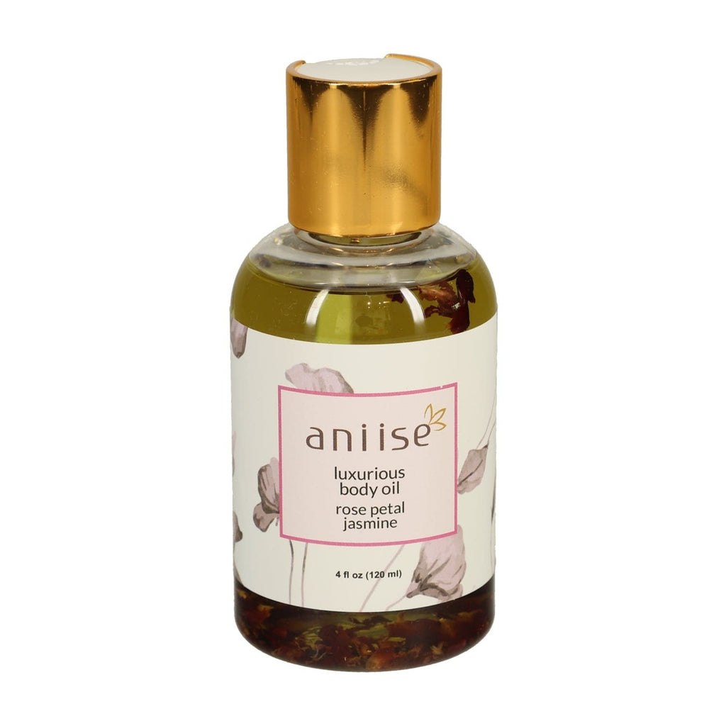 Botanical Rose Petal Body Oil | Paraben-Free | Grapeseed, Argan, Macadamia & Hemp Seed Oil | Real Rose Buds | 5 Scents | 4 fl oz | Aniise