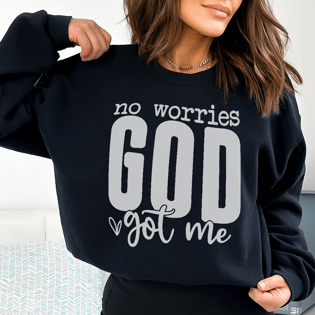 No Worries God Got Me | Faith Hoodie | Cotton-Poly Fleece | Light Pink, Sport Grey & Black | S–3XL | Merch Mallow