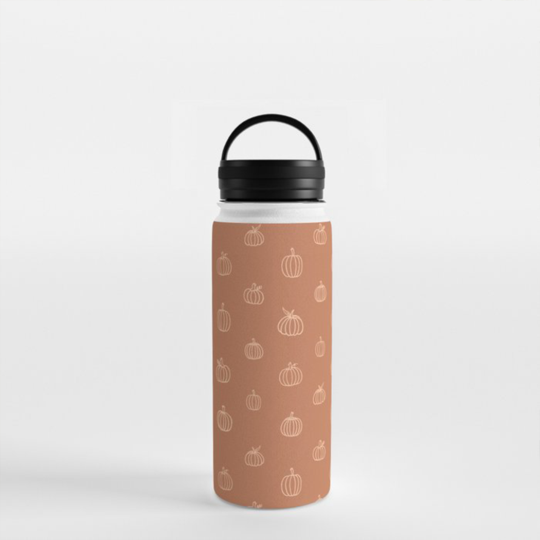 Dark Orange Pumpkin Handle Lid Water Bottle