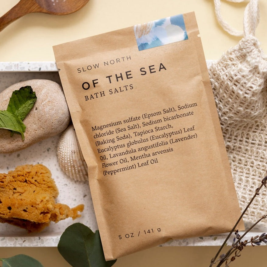 Eucalyptus Of The Sea Bath Salts | Epsom Salt, Sea Salt & Essential Oils | Eucalyptus, Lavender & Peppermint | 5 oz | Slow North