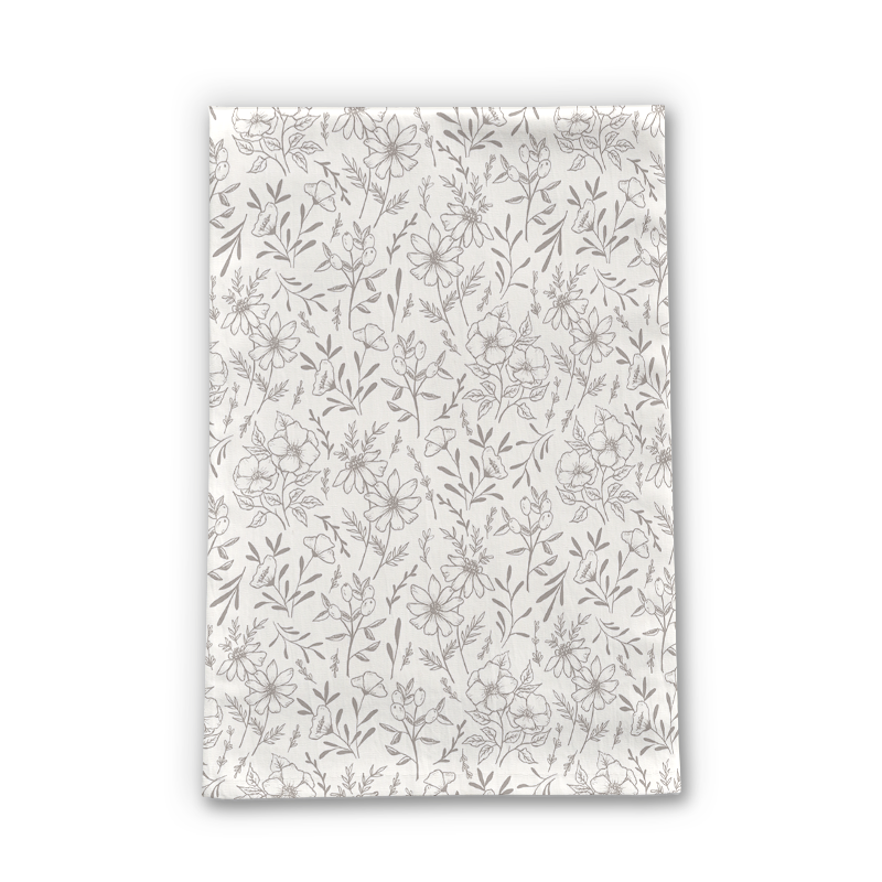Ivory Flower Tea Towel | Lauren Ullrich Art | 18x30" Cotton Twill