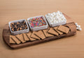 Acacia Wood Charcuterie Board with 3 Ceramic Dishes | 18" x 9" | Kalmar Home