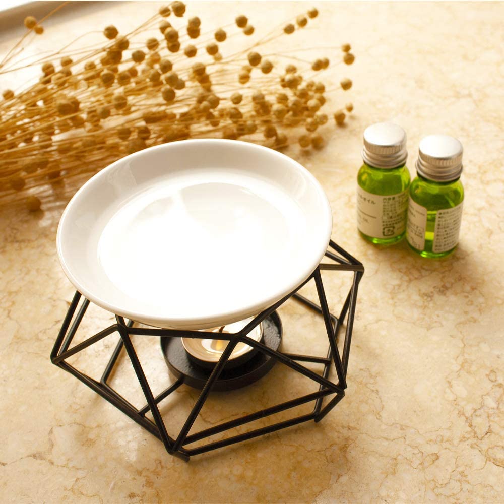 Ceramic & Iron Essential Oil Burner | Aromatherapy Diffuser, Candle Holder & Home Decor | Indoor & Outdoor
