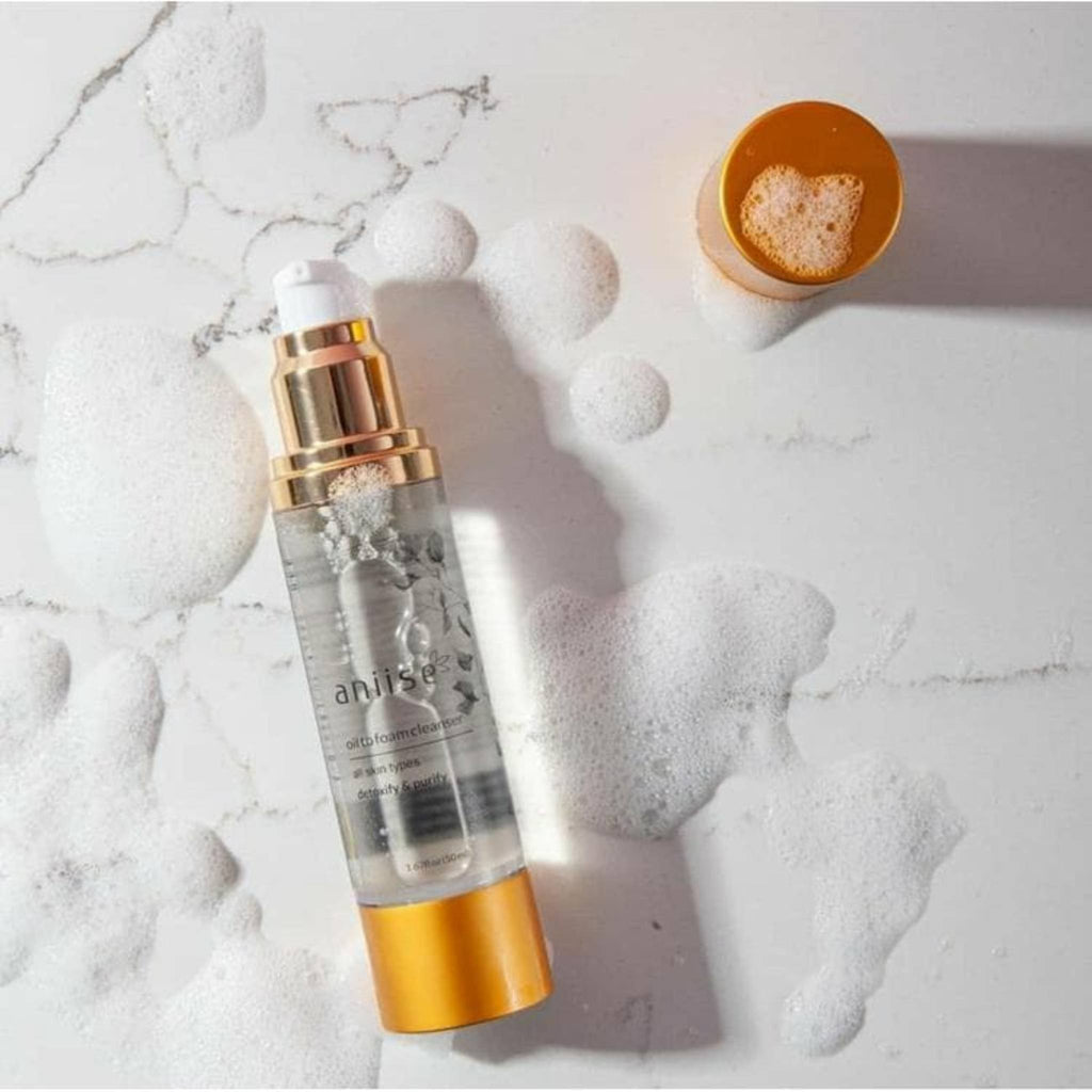 Oil to Foam Facial Cleanser | Paraben-Free | Gentle for Aging & Sensitive Skin | Silk, Botanicals & Argan Oil | 2 fl oz | Aniise