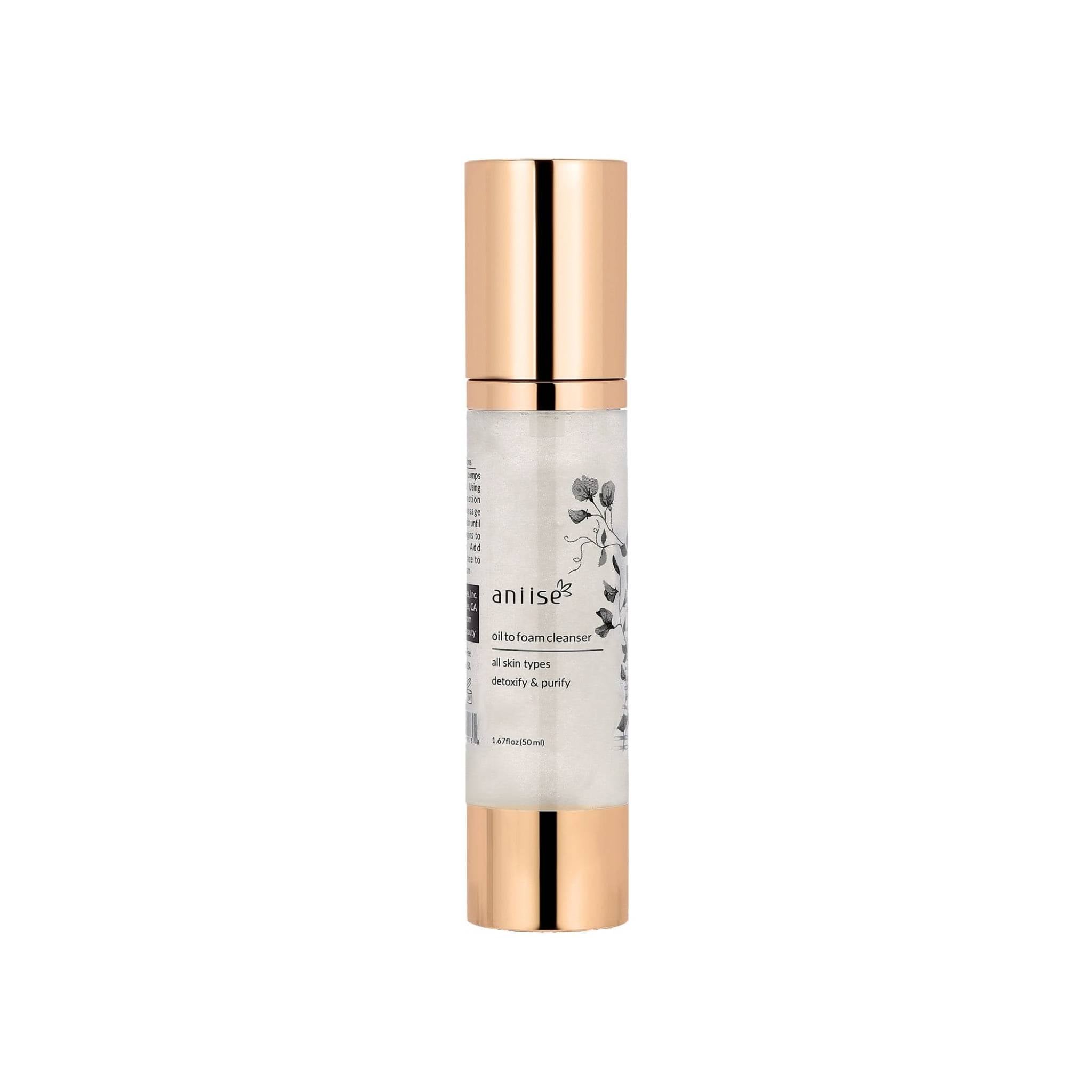 Oil to Foam Facial Cleanser | Paraben-Free | Gentle for Aging & Sensitive Skin | Silk, Botanicals & Argan Oil | 2 fl oz | Aniise