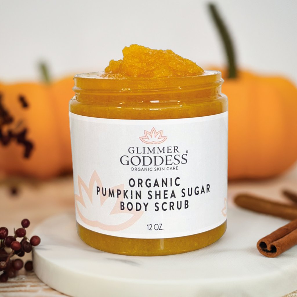 Organic Pumpkin Shea Sugar Body Scrub | Fall Glow Ritual | Brown Sugar, Real Pumpkin, Shea Butter & Almond Oil | Glimmer Goddess®