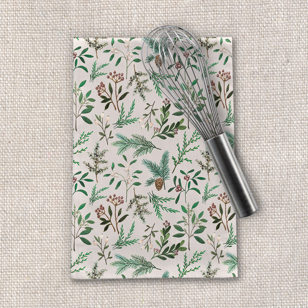 Winter Berry Tea Towel | Cotton Twill | Artist Print | Lauren Ullrich Art