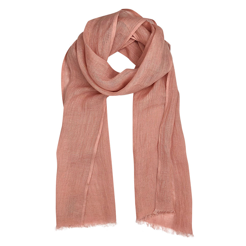 Handwoven 100% Linen Scarf | Raw Eyelash Fringe | Handmade in Ethiopia | 79" x 17" | Ink, Steel Gray, Flax, Rose & Bronze | Slate + Salt