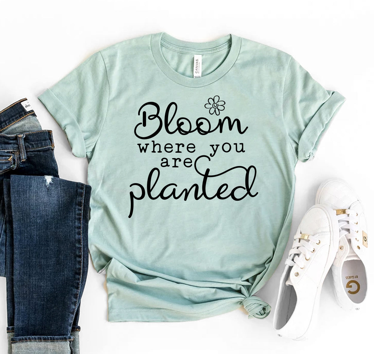 "Bloom Where You Are Planted" | 100% Combed Ring-Spun Cotton | Ultimate Comfort Christian T-Shirt | Printliss