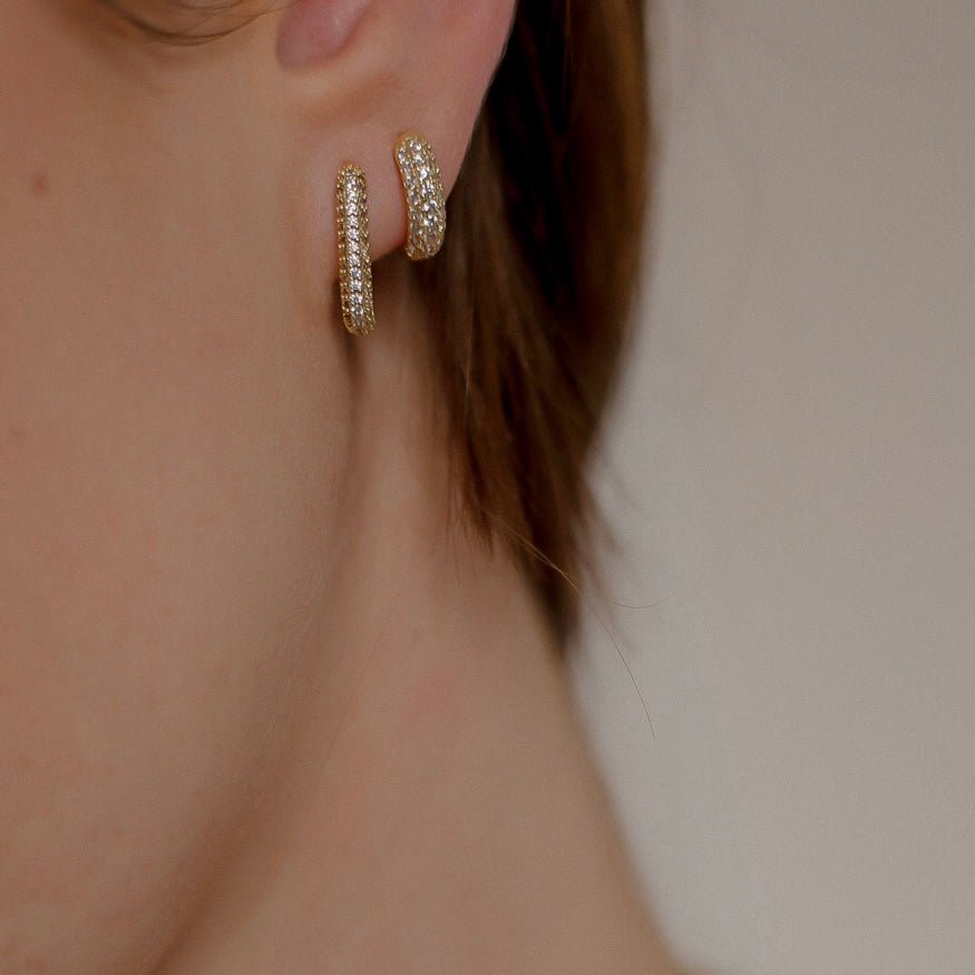 Rectangle Zirconia Stud Earrings | 18K Gold Plated