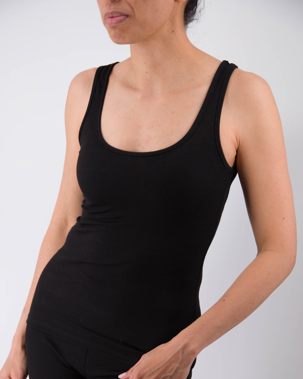 Inga Ribbed Scoop Neck Tank | LENZING™ ECOVERO™ | Made in NYC | XS-XL | Black & Cream