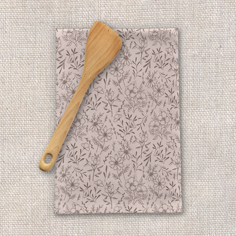 Pink Flower Tea Towel | Cotton Twill | Lauren Ullrich Art
