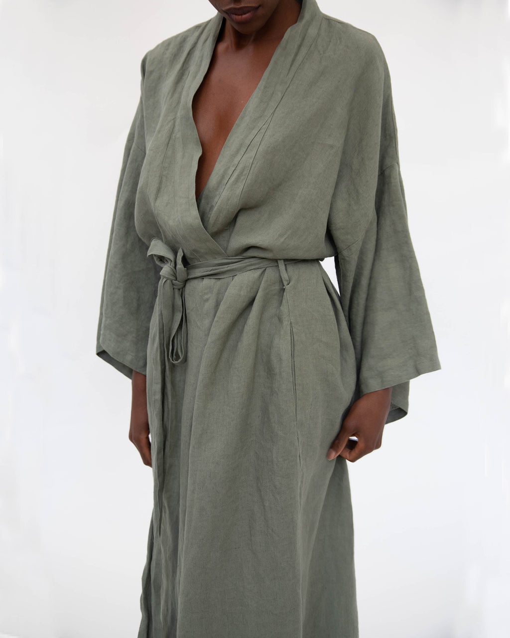 French Linen Kimono Robe | Full-Length | Hidden Pockets | One Size (0-16) | 10 Colors