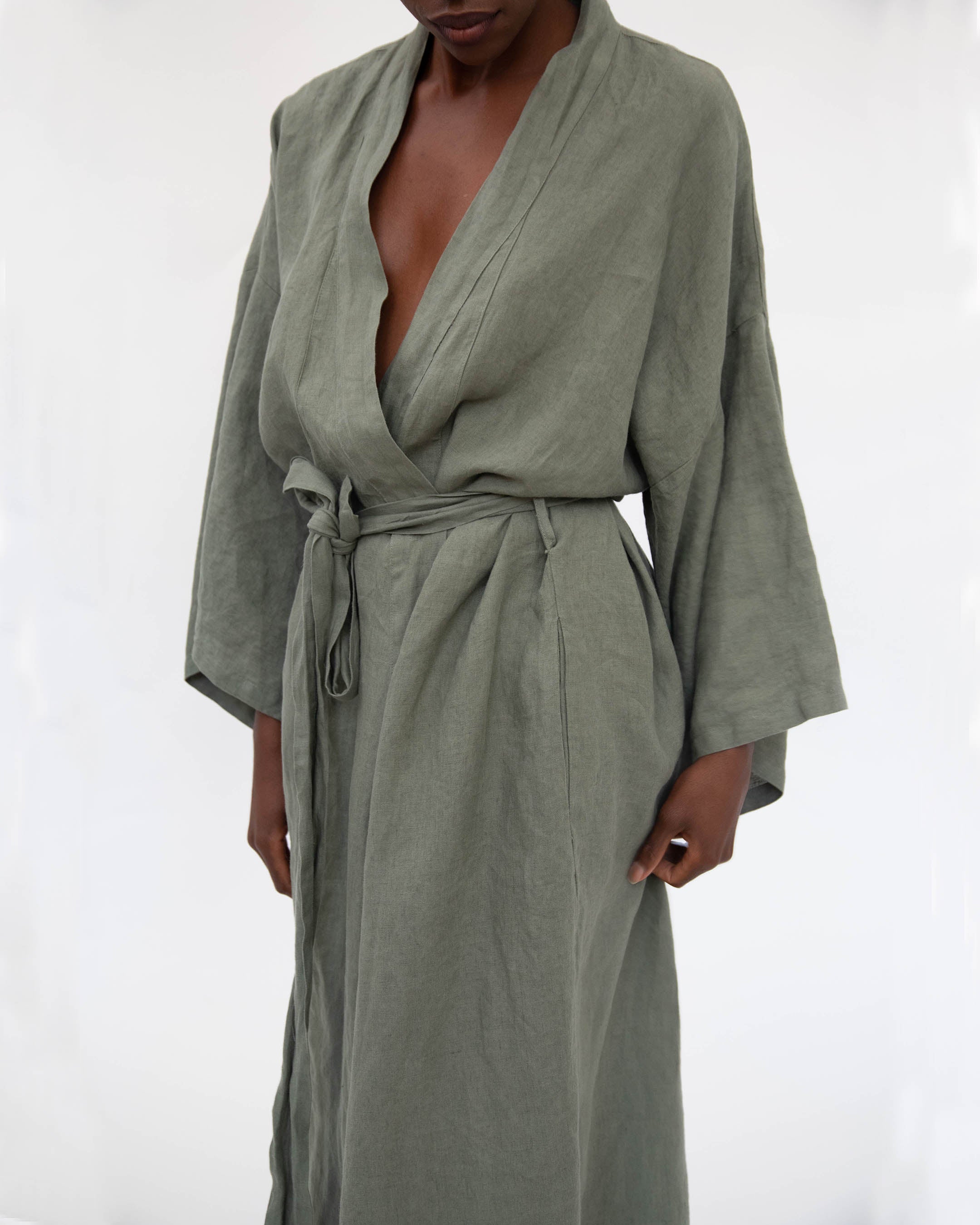 French Linen Kimono Robe | Full-Length | Hidden Pockets | One Size (0-16) | 10 Colors