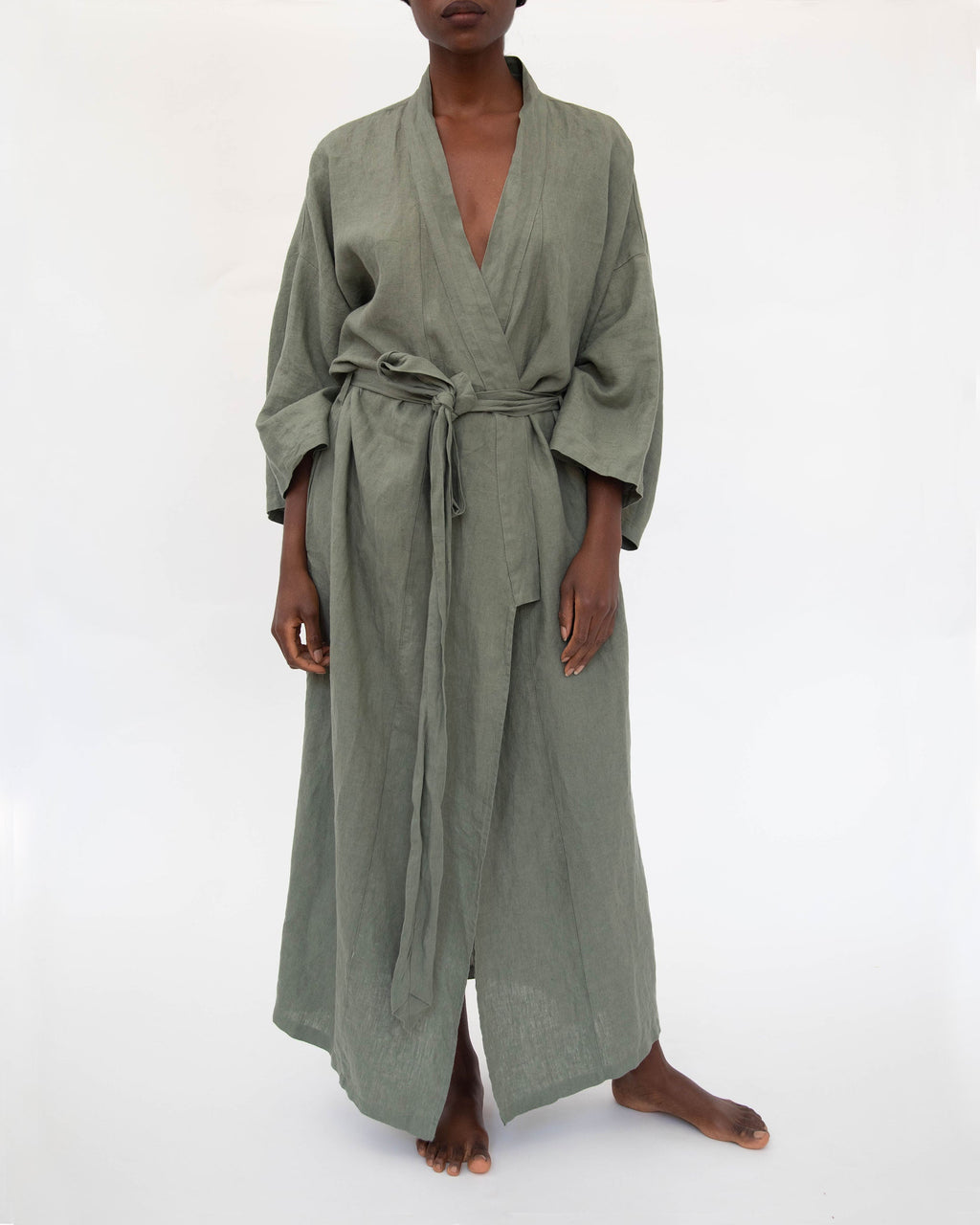 French Linen Kimono Robe | Full-Length | Hidden Pockets | One Size (0-16) | 10 Colors