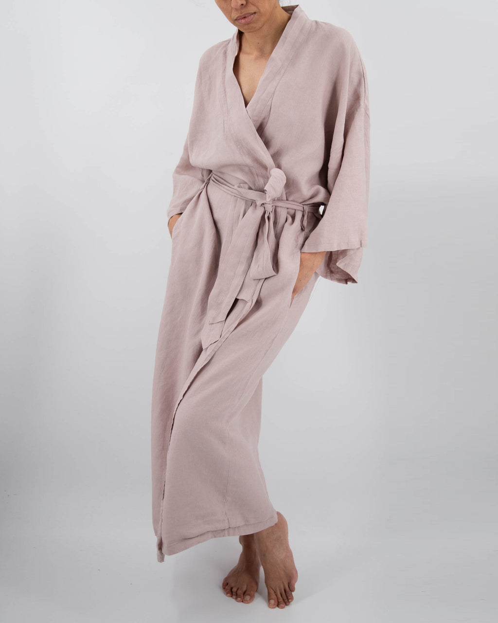 French Linen Kimono Robe | Full-Length | Hidden Pockets | One Size (0-16) | 10 Colors