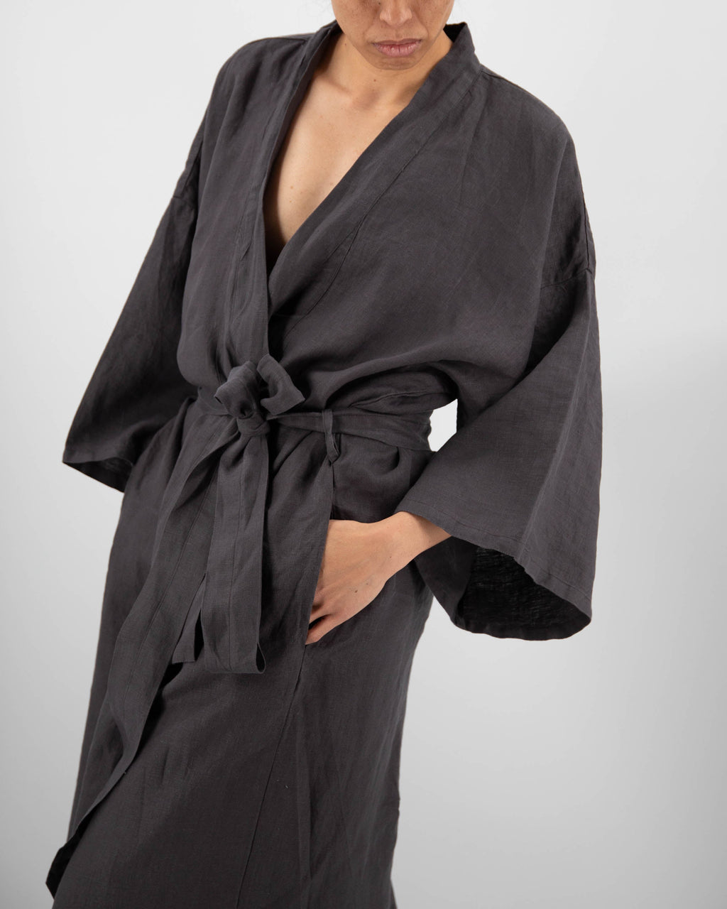 French Linen Kimono Robe | Full-Length | Hidden Pockets | One Size (0-16) | 10 Colors