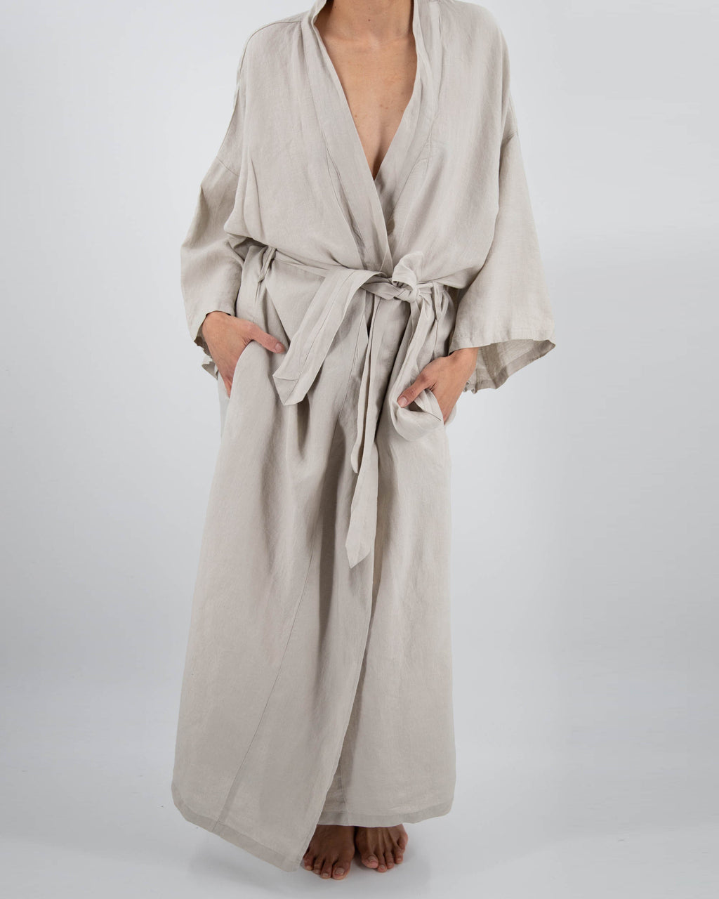 French Linen Kimono Robe | Full-Length | Hidden Pockets | One Size (0-16) | 10 Colors