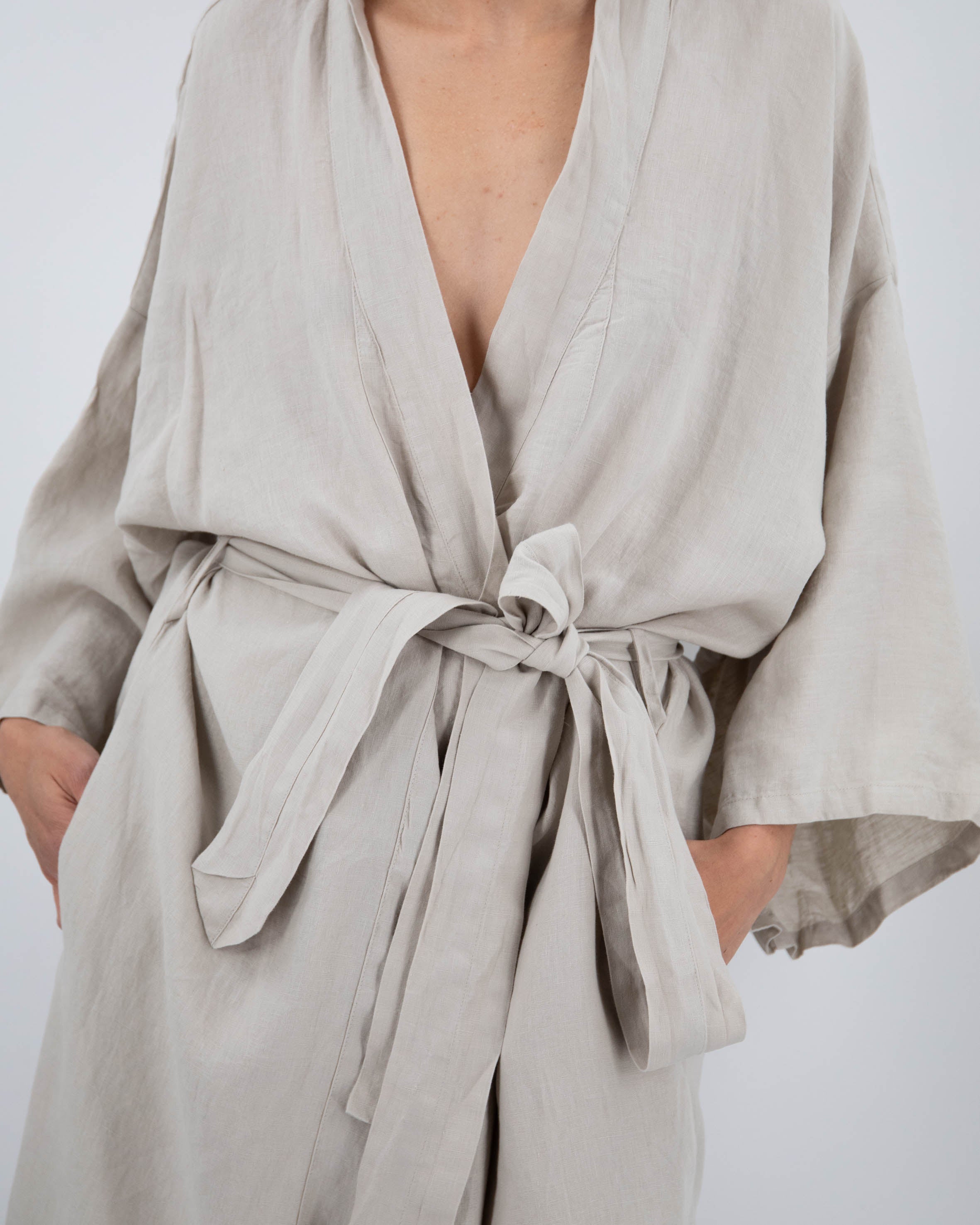 French Linen Kimono Robe | Full-Length | Hidden Pockets | One Size (0-16) | 10 Colors