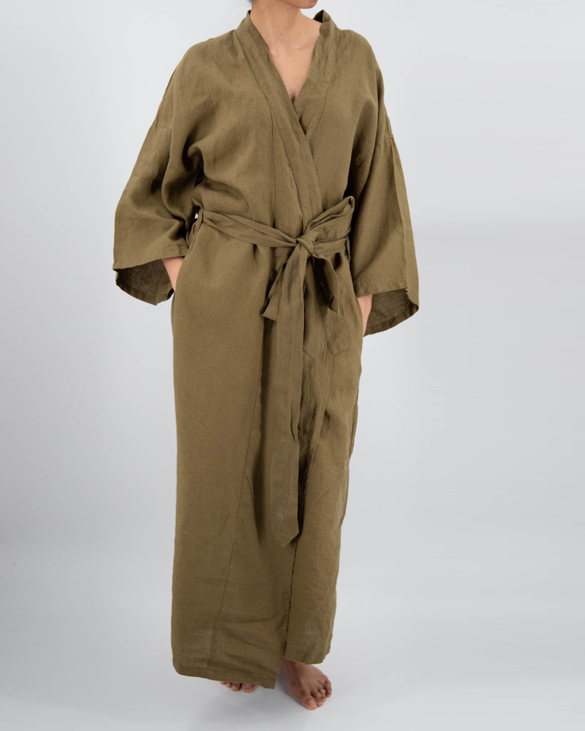 French Linen Kimono Robe | Full-Length | Hidden Pockets | One Size (0-16) | 10 Colors