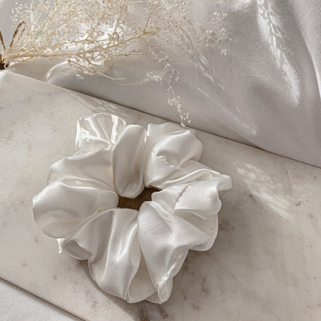 Satin Sweetheart Scrunchies | Large Super-Soft Satin | 4 Colors | Hair & Wrist | Namaste Jewelry